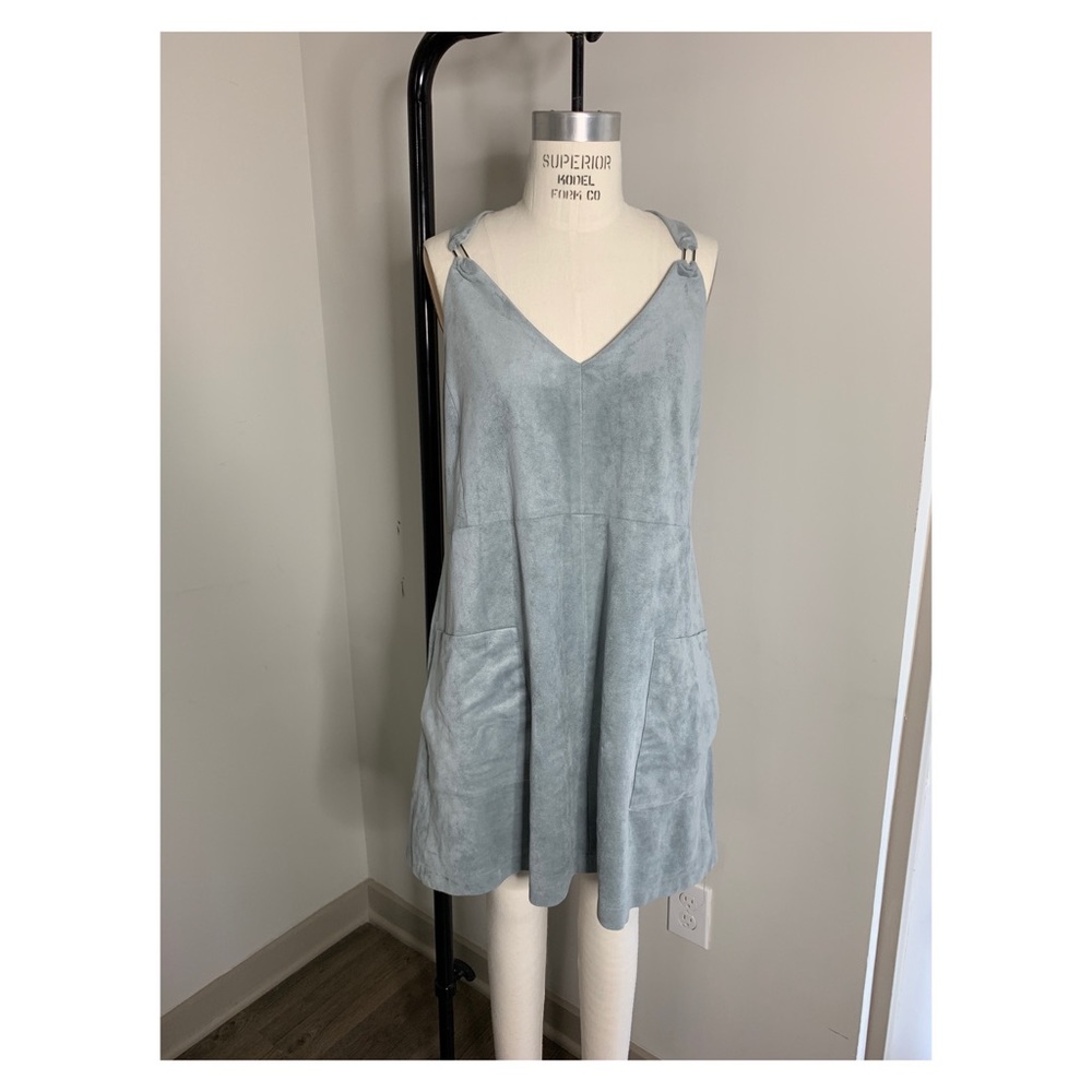 BCBG Maxazria Dusty Blue Suede Mini Dress